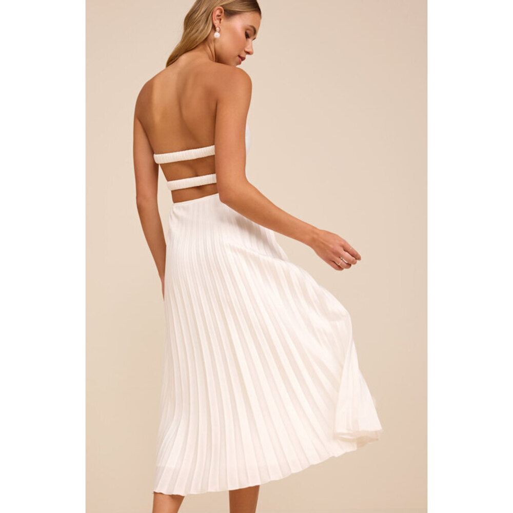 Lulus Irelyn White Satin Bustier Midi Dress - Size S